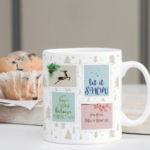 Mug Timbres de Noël sur sapins beige
