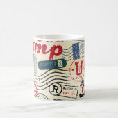 Mug Timbres de poste rétro, collection vintage. (Centre)