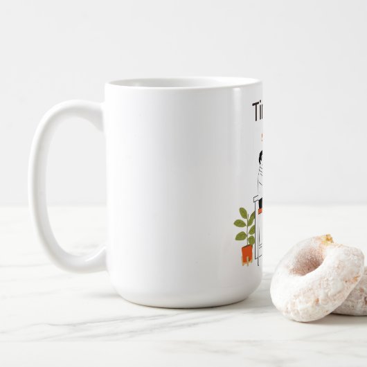Mug Time for Coffee Cute Couple Illustratio Mug, 15 oz (Avec donut)