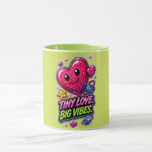 Mug Tiny Love Big Vibes 💖 Joli Esthétique (Centre)
