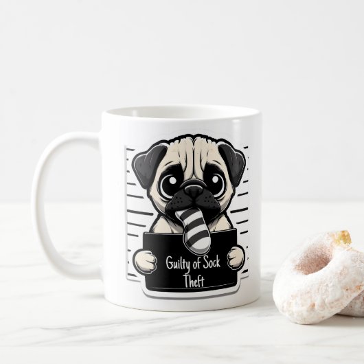 Mug Tir de boue de pattes de culpabilité - Carlin - Mu (Avec donut)