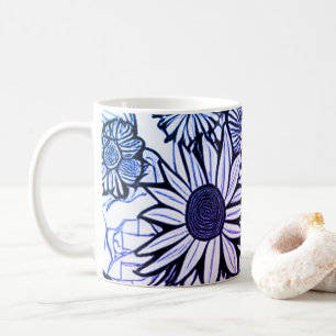 Mug Tirage Abstrait Art Floral Bleu violet