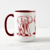 Mug Tirage de trait d'éléphant rouge sombre (Gauche)