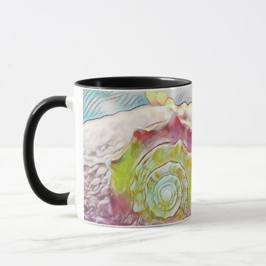 Mug Tirage vintage Coquille rose jaune (Gauche)