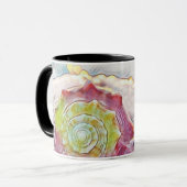 Mug Tirage vintage Coquille rose jaune (Devant gauche)