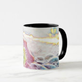 Mug Tirage vintage Coquille rose jaune (Devant droit)
