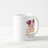 Mug Tiré à la main, mignon chien chiot avec os (Devant droit)
