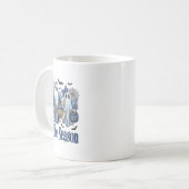 Mug Tis Season Blue Patchwork Ghost Citrouille Éffraya (Devant gauche)