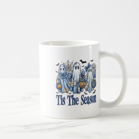 Mug Tis Season Blue Patchwork Ghost Citrouille Éffraya (Droite)
