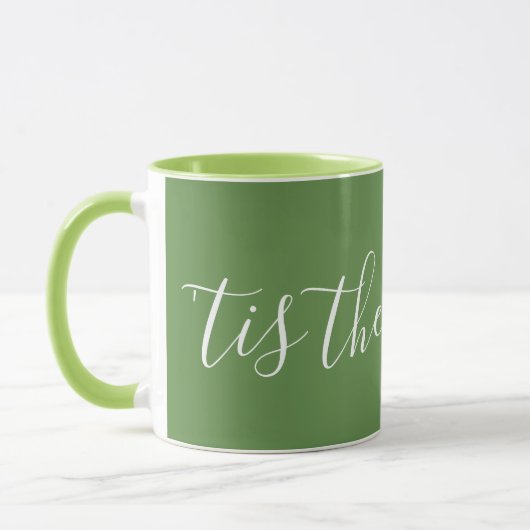 Mug 'Tis Season Script - blanc sur vert (Gauche)