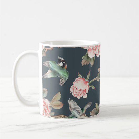 Mug Tissu de découpage rose Vintage floral (Gauche)