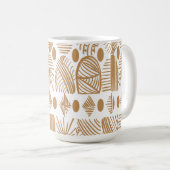 Mug Tissu de la tribu des Caraïbes : blanc, or (Devant droit)