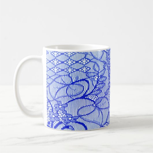 Mug Tissu dentelé en bleu. Patch dentelle Royal Blue C (Gauche)