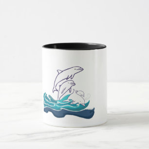 Mug Tissu en coton peigné personnalisé dauphins (large