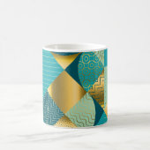 Mug Tissu géométrique vintage, patchwork transparent. (Centre)