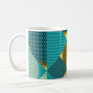Mug Tissu géométrique vintage, patchwork transparent.