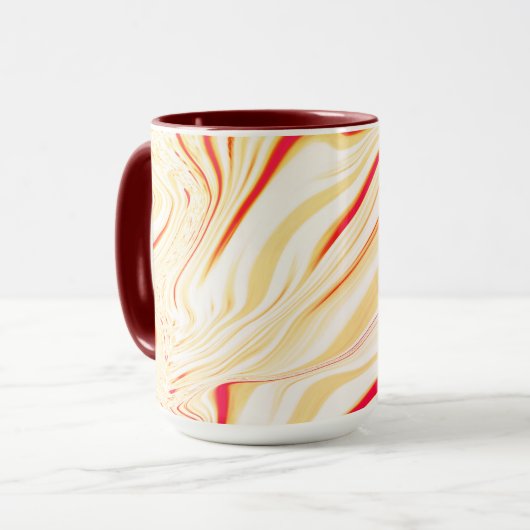 Mug Tissu ondulé aux tons beige clair, courbe rose rou (Devant gauche)
