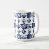 Mug Tissu Tribal des Caraïbes : blanc, bleu marine (Devant droit)