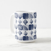 Mug Tissu Tribal des Caraïbes : blanc, bleu marine (Devant gauche)