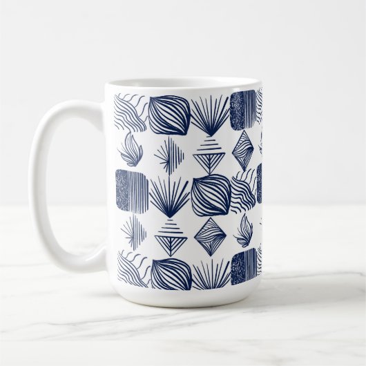 Mug Tissu Tribal des Caraïbes : blanc, bleu marine (Gauche)