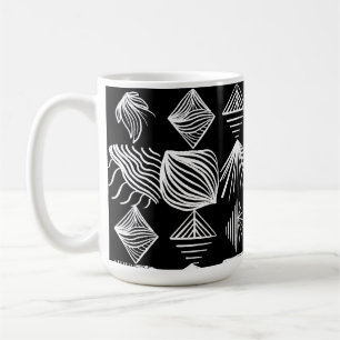 Mug Tissu Tribal des Caraïbes en gras - noir et blanc,