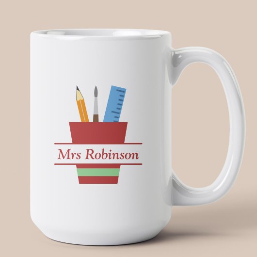 Mug Titulaire de crayon Monogramme enseignant Merci ca