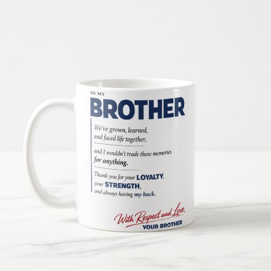 Mug To My Brother: Loyalty, Strength & Love Quote (Gauche)