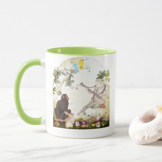 Mug Toad Frog Playing Banjo with animals (Avec donut)