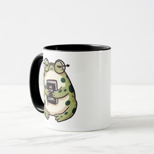 Mug Toad Hugging a Journal - "Hug your Journal" Drôle (Devant gauche)