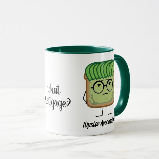 Mug Toast Hipster de l'Avocado lunettes de poils grais (Devant droit)