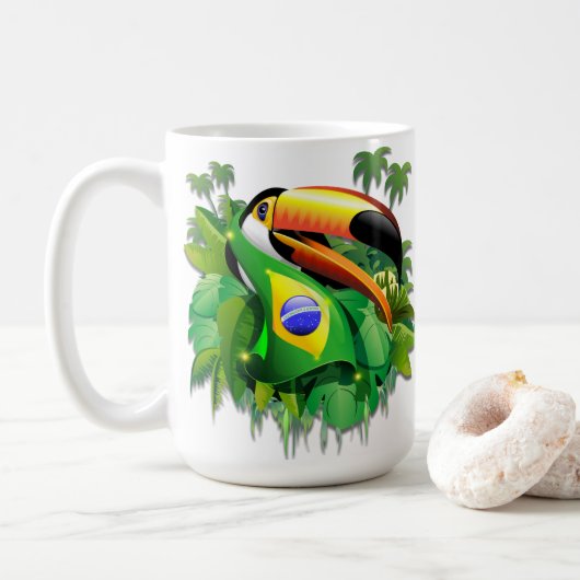 Mug Toco Toucan avec drapeau brésilien (Avec donut)