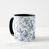Mug Toile Bleue De Jouy Bunny Pâques (Devant gauche)