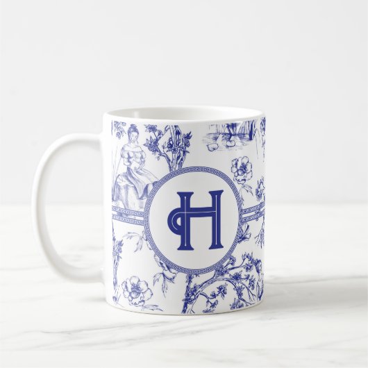 Mug Toile bleue et blanche (Gauche)