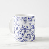 Mug Toile bleue et blanche de Jouy Fête des mariées (Devant gauche)