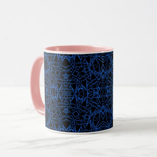 Mug Toile d'araignée moderne abstraite noire lignes bl (Devant gauche)