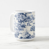 Mug Toile de jouy, bleu et blanc, porcelaine, (Devant gauche)