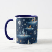 Mug Toile de vacances, cerfs d'arbres et flocons de ne (Gauche)