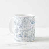 Mug Toile Équestre Bleue Élégante Fleurie (Devant gauche)