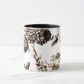 Mug Toile floral botanique en bronze noir et blanc (Centre)