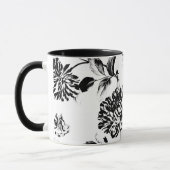 Mug Toile floral botanique vintage blanc noir (Gauche)