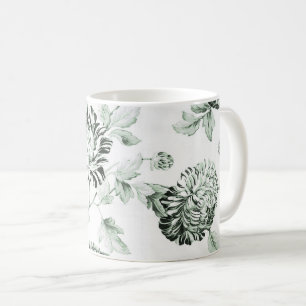 Mug Toile floral vintage vert et blanc No.2 de mousse