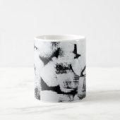 Mug Toile peinte abstraite noir blanc. (Centre)