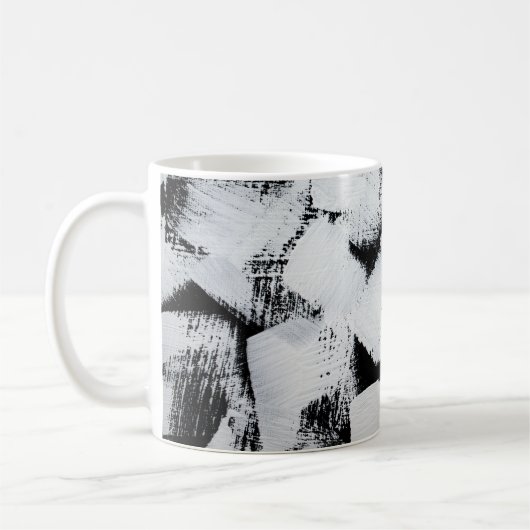 Mug Toile peinte abstraite noir blanc. (Gauche)