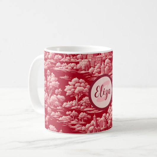 Mug Toile rouge de Jouy (Devant gauche)