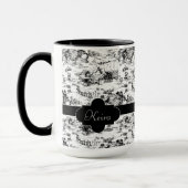 Mug Toile vintage de pays noir et blanc (Gauche)