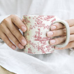 Mug Toile vintage Florale de Jouy-Pink<br><div class="desc">Belle toile de jouy sans soudure motif adaptée d'un modèle anglais gravé par John Munns vers 1770 avec ruines classiques,  port maritime,  berger et guirlandes florales. Rose sur arrière - plan blanc.</div>