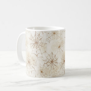 Mug Toiles d'araignées brunes crème Halloween