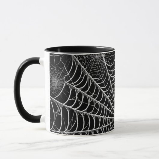 Mug Toiles d'araignées noires et blanches Spider Web H (Gauche)