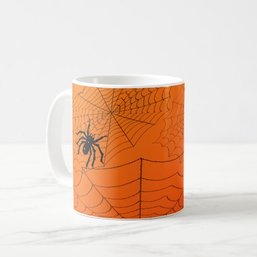 Mug Toiles d'araignées sur Orange (Devant gauche)