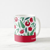 Mug Tomate et concombre Motif végétal w Nom Rouge (Devant droit)